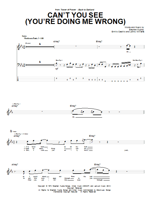 Can't You See (You're Doing Me Wrong) (Bass Guitar Tab) von Tower Of Power