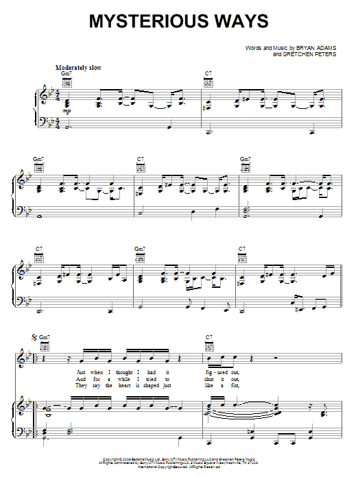 Mysterious Ways (Piano, Vocal & Guitar Chords (Right-Hand Melody)) von Bryan Adams