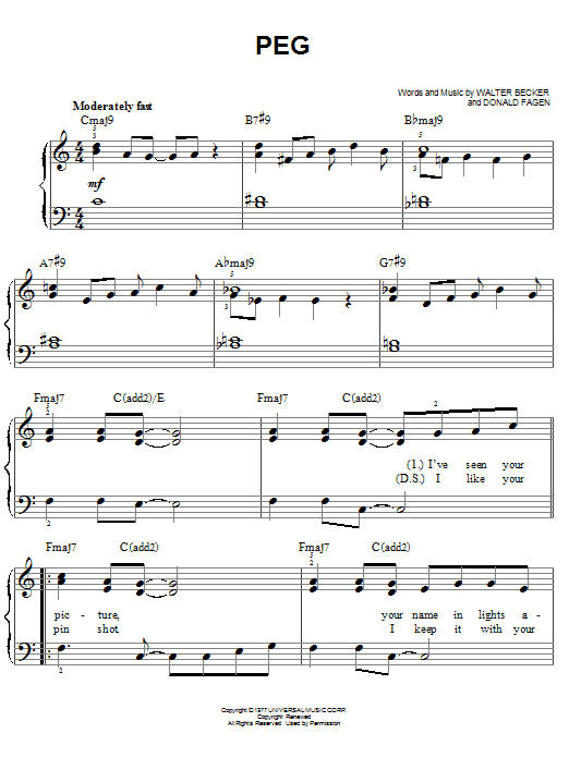 Peg (Easy Piano) von Steely Dan