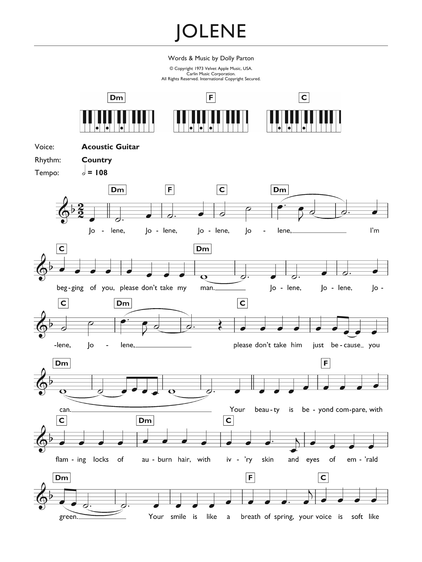 Jolene (Keyboard (Abridged)) von Dolly Parton