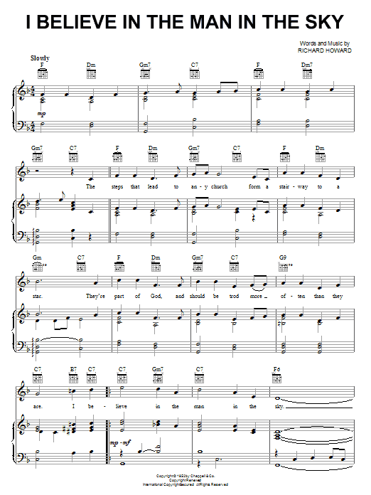 I Believe In The Man In The Sky (Piano, Vocal & Guitar Chords (Right-Hand Melody)) von Elvis Presley
