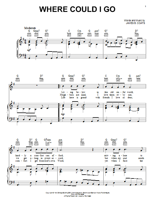 Where Could I Go (Piano, Vocal & Guitar Chords (Right-Hand Melody)) von Elvis Presley