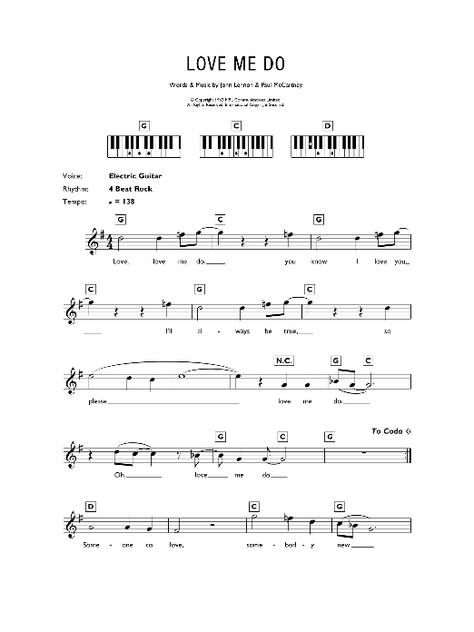 Love Me Do (Piano Chords/Lyrics) von The Beatles