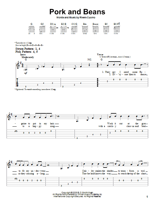 Pork And Beans (Easy Guitar Tab) von Weezer