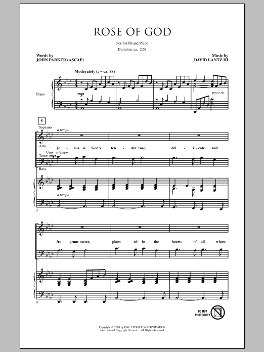 Rose Of God (SATB Choir) von David Lantz III