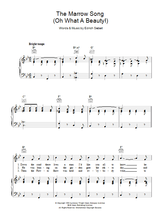 The Marrow Song (Oh What A Beauty) (Piano, Vocal & Guitar Chords) von Edrich Siebert