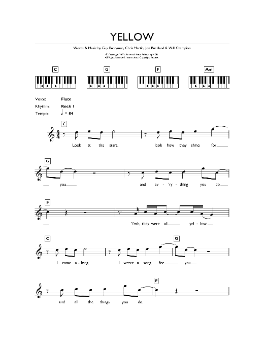 Yellow (Piano Chords/Lyrics) von Coldplay