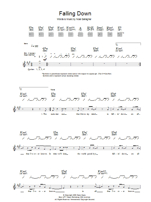 Falling Down (Guitar Tab) von Oasis