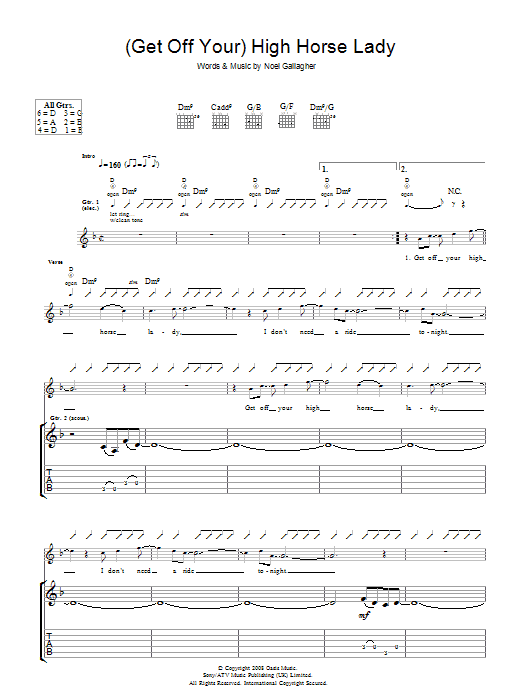 (Get Off Your) High Horse Lady (Guitar Tab) von Oasis