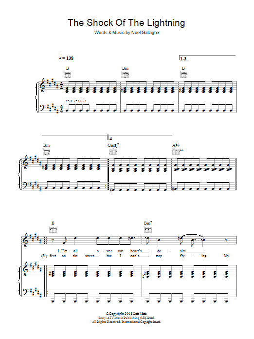 The Shock Of The Lightning (Piano, Vocal & Guitar Chords) von Oasis