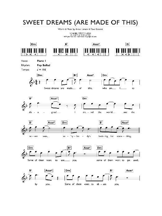 Sweet Dreams (Are Made Of This) (Lead Sheet / Fake Book) von Eurythmics