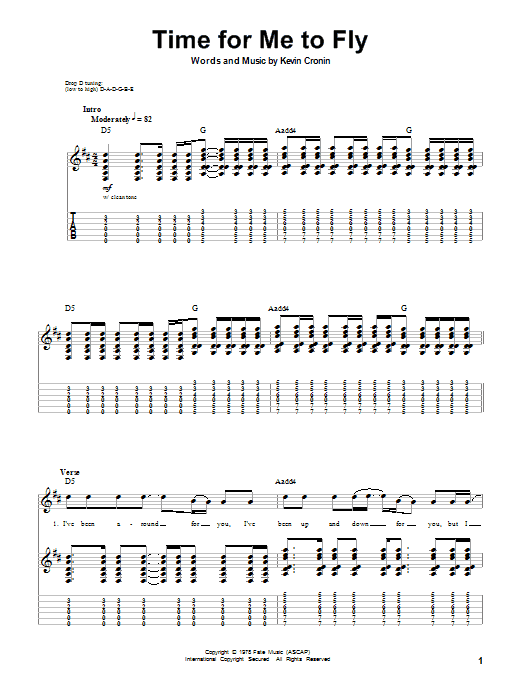 Time For Me To Fly (Guitar Tab (Single Guitar)) von REO Speedwagon