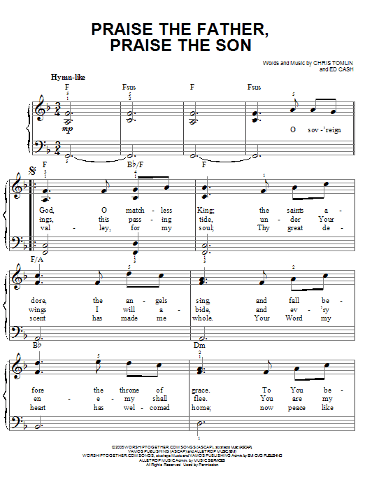 Praise The Father, Praise The Son (Easy Piano) von Chris Tomlin