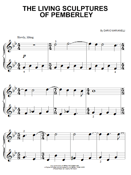 The Living Sculptures Of Pemberley (from Pride And Prejudice) (Big Note Piano) von Dario Marianelli