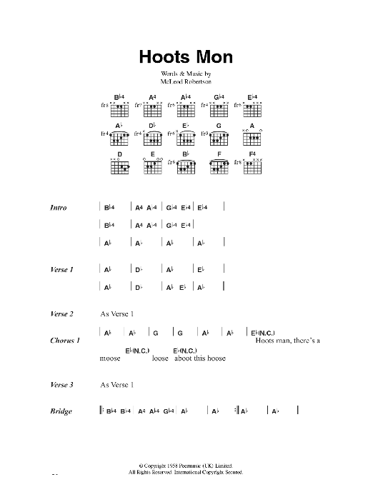 Hoots Mon (Guitar Chords/Lyrics) von Lord Rockingham's XI