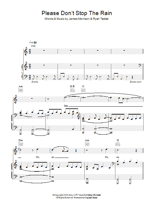 Please Don't Stop The Rain (Piano, Vocal & Guitar Chords) von James Morrison