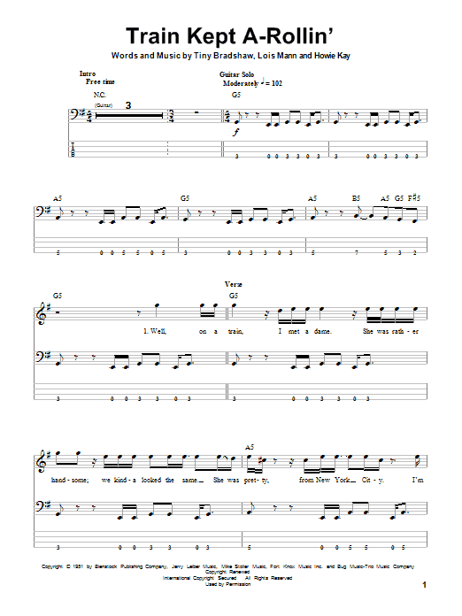 Train Kept A-Rollin' (Bass Guitar Tab) von Aerosmith