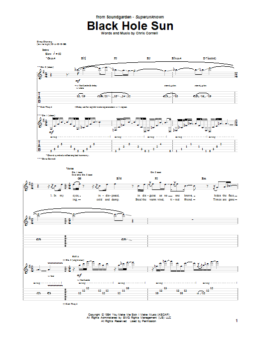 Black Hole Sun (Guitar Tab) von Soundgarden