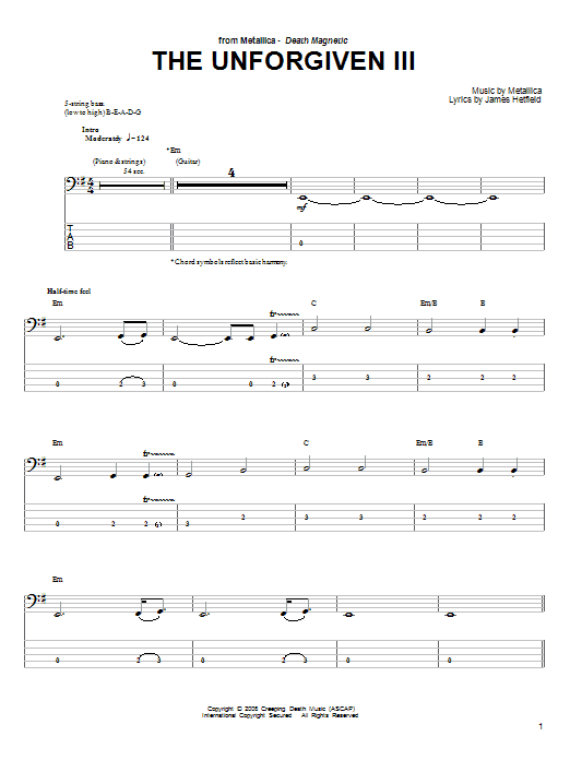 The Unforgiven III (Bass Guitar Tab) von Metallica