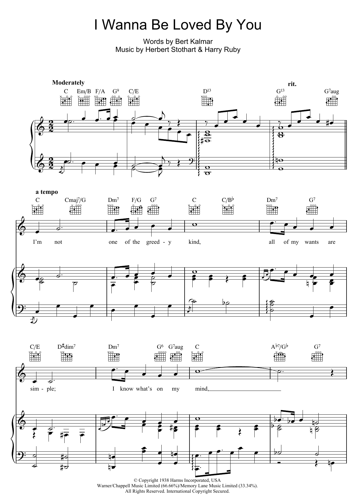 I Wanna Be Loved By You (Piano, Vocal & Guitar Chords) von Marilyn Monroe