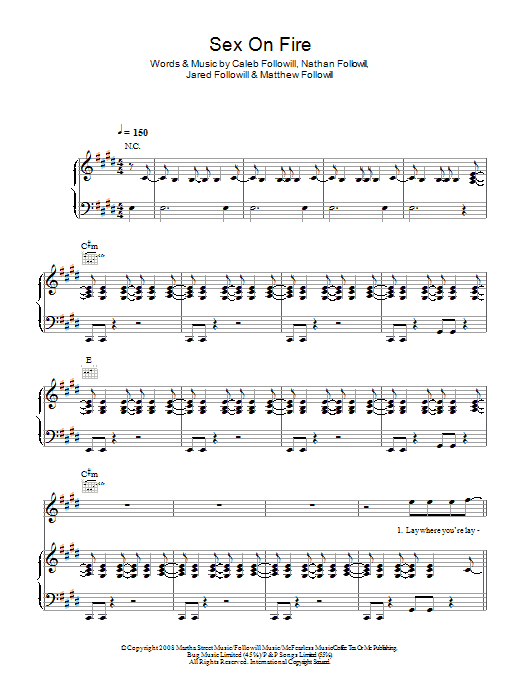 Sex On Fire (Piano, Vocal & Guitar Chords) von Kings Of Leon