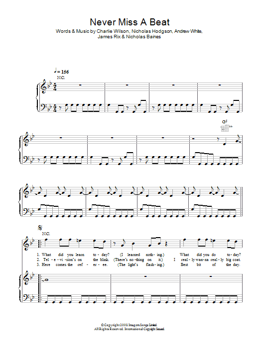 Never Miss A Beat (Piano, Vocal & Guitar Chords) von Kaiser Chiefs