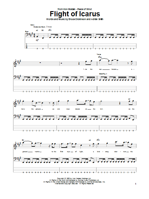 Flight Of Icarus (Bass Guitar Tab) von Iron Maiden