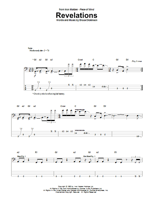 Revelations (Bass Guitar Tab) von Iron Maiden