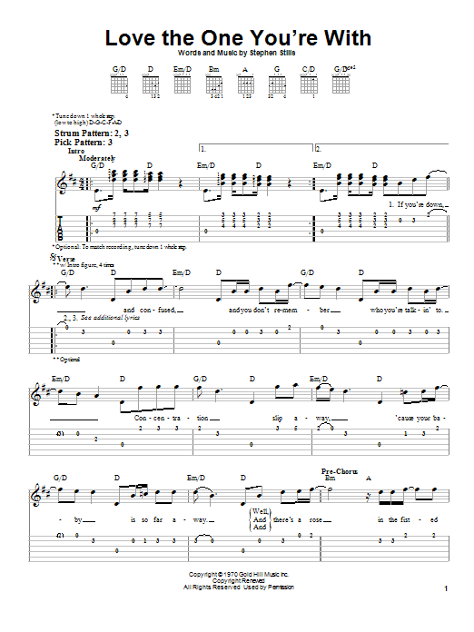 Love The One You're With (Easy Guitar Tab) von Crosby, Stills & Nash