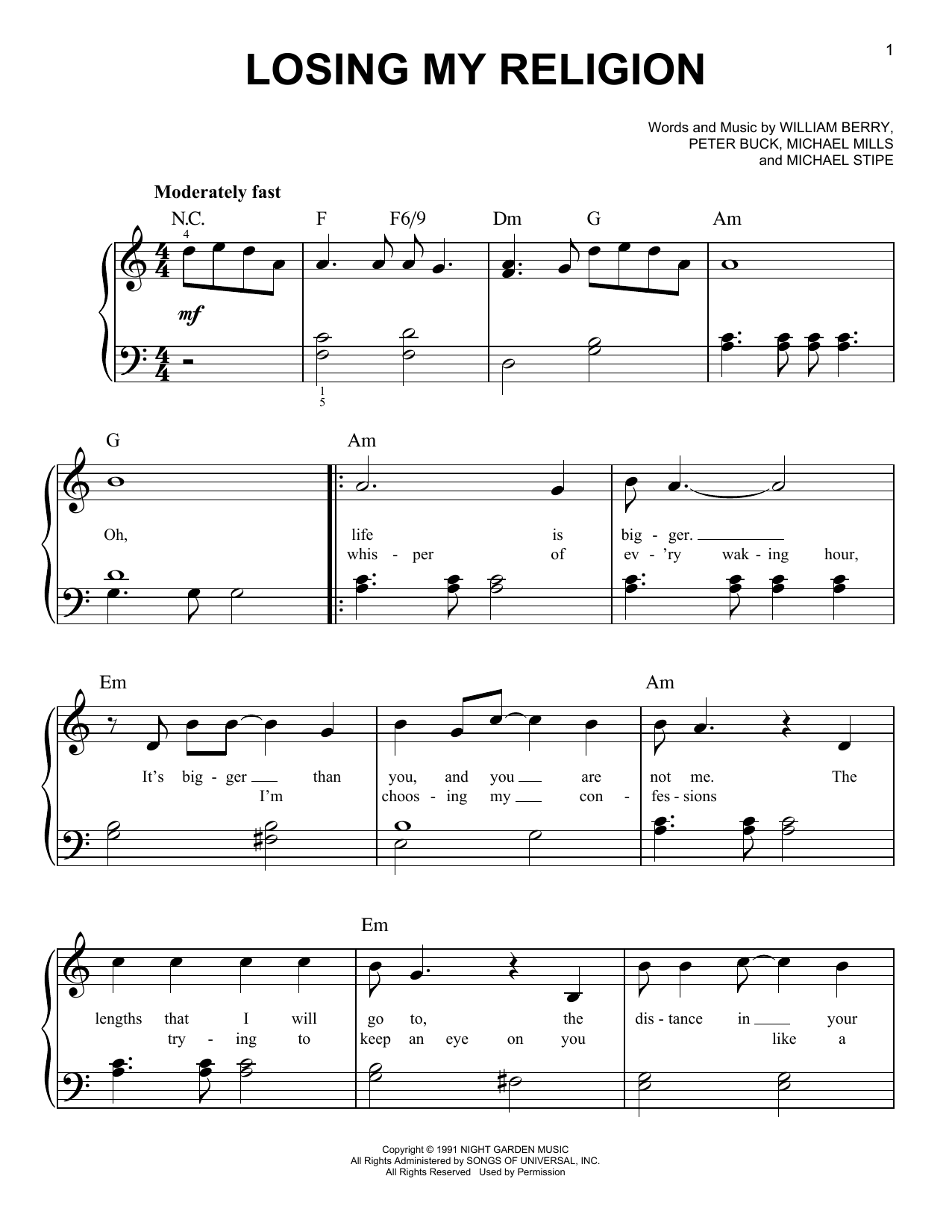 Losing My Religion (Easy Piano) von R.E.M.