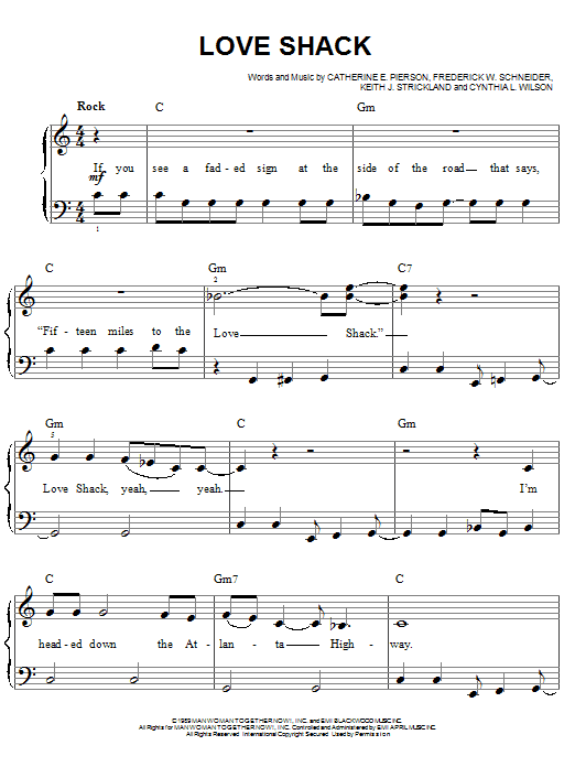 Love Shack (Easy Piano) von The B-52's
