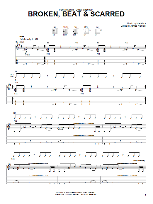 Broken, Beat & Scarred (Easy Guitar Tab) von Metallica