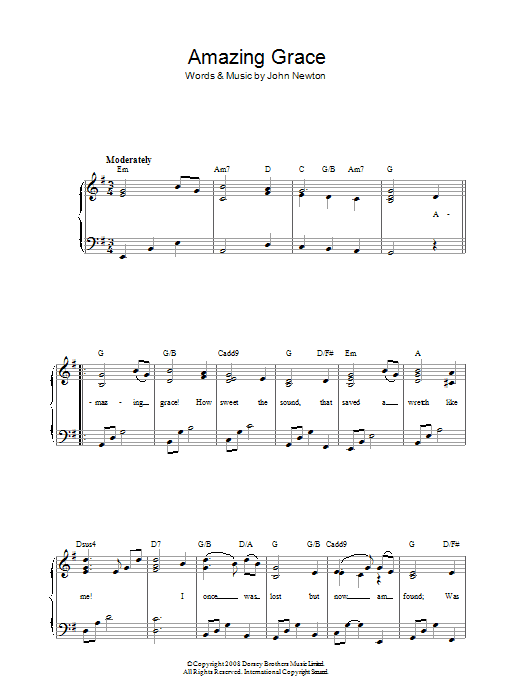 Amazing Grace (Easy Piano) von John Newton