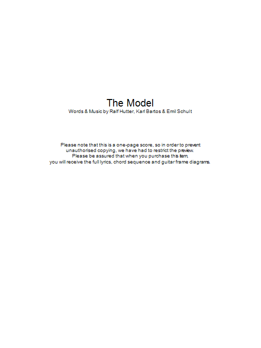 The Model (Guitar Chords/Lyrics) von Kraftwerk