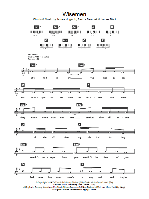 Wisemen (Piano Chords/Lyrics) von James Blunt