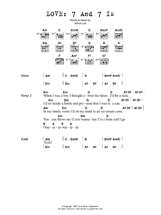 7 And 7 Is (Guitar Chords/Lyrics) von Love