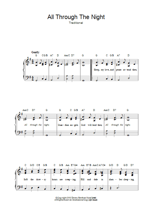 All Through The Night (Easy Piano) von Welsh Folksong