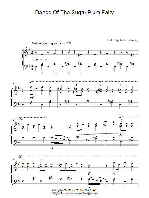 Dance Of The Sugar Plum Fairy (from The Nutcracker) (Easy Piano) von Pyotr Il'yich Tchaikovsky