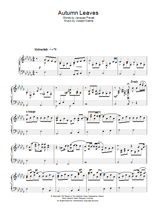 Autumn Leaves (Les Feuilles Mortes) (Piano Solo) von Eva Cassidy