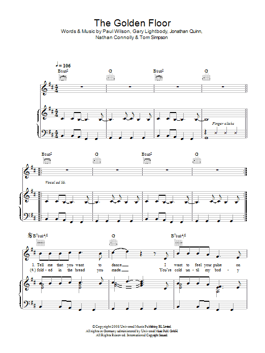 The Golden Floor (Piano, Vocal & Guitar Chords) von Snow Patrol