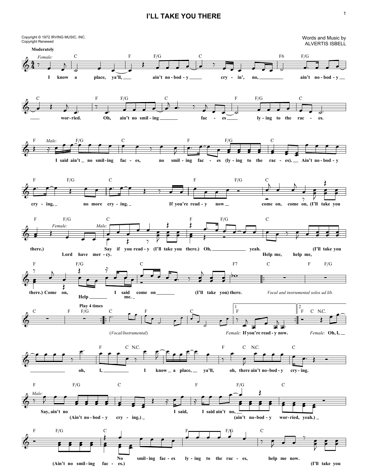 I'll Take You There (Lead Sheet / Fake Book) von The Staple Singers