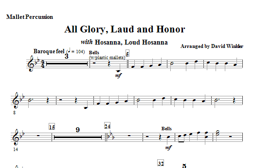 All Glory, Laud, And Honor (with Hosanna, Loud Hosanna) - Mallet Percussion (Full Orchestra) von David Winkler