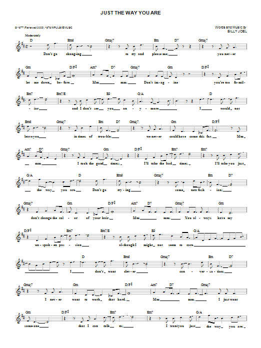 Just The Way You Are (Lead Sheet / Fake Book) von Billy Joel