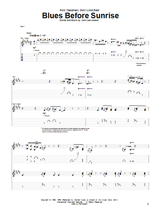 Blues Before Sunrise (Guitar Tab) von John Lee Hooker