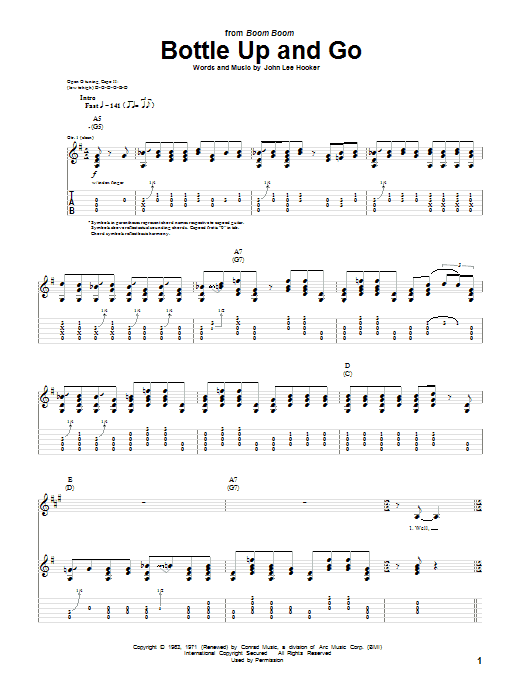 Bottle Up And Go (Guitar Tab) von John Lee Hooker