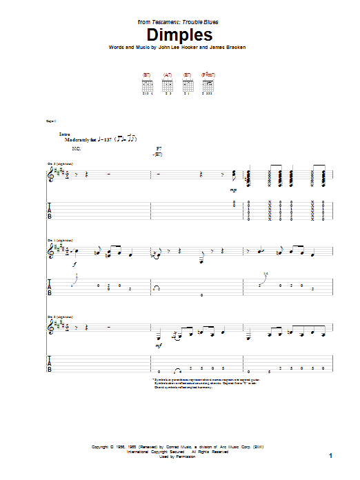 Dimples (Guitar Tab) von John Lee Hooker