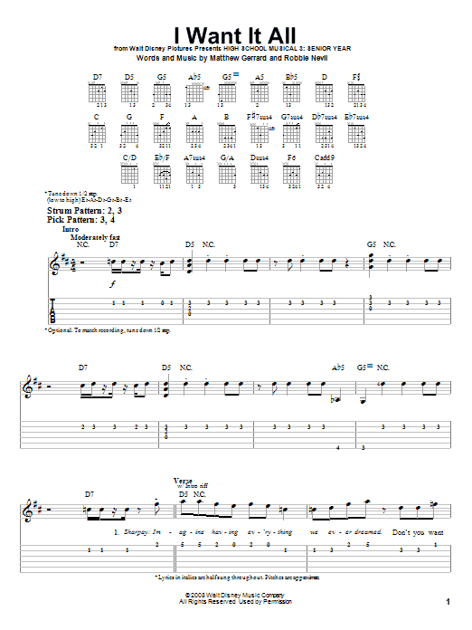 I Want It All (Easy Guitar Tab) von High School Musical 3