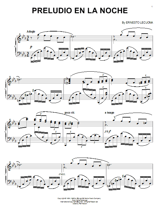 Preludio En La Noche (Piano Solo) von Ernesto Lecuona