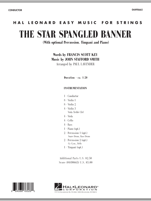 Star Spangled Banner - Full Score (Orchestra) von Paul Lavender