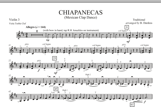Chiapanecas (Mexican Clap Dance) - Violin 3 (Viola Treble Clef) (Orchestra) von B. Dardess